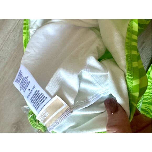 NWT Michael Kors one shoulder O-ring top and bottom swimwear in green with anima - Picture 6 of 10